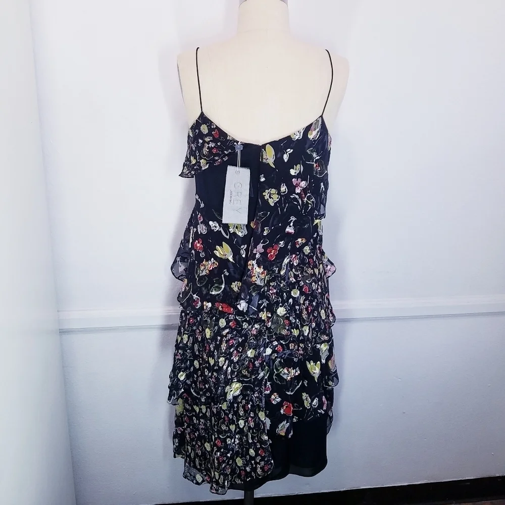 NEW Jason Wu Grey | Painted Floral Silk Chiffon dress 2‎
